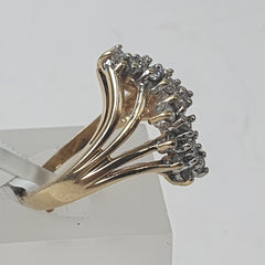 LADIES 14CT YELLOW GOLD RING 5.0GMS P/S:DIAMOND 17  FANCY WAVE 14K E T - Ring Size M / 6.5 US