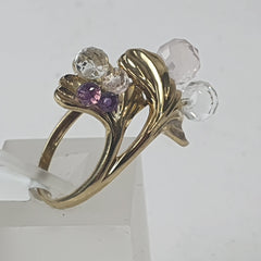 LADIES 9CT FANCY LEAF/ BALLS RING 5.5GMS Ring Size P / 8.5 US
