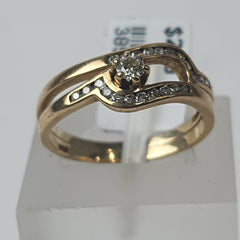LADIES 9CT DIAMOND 2 RING SET 2.5GMS Ring Size N / 7 US