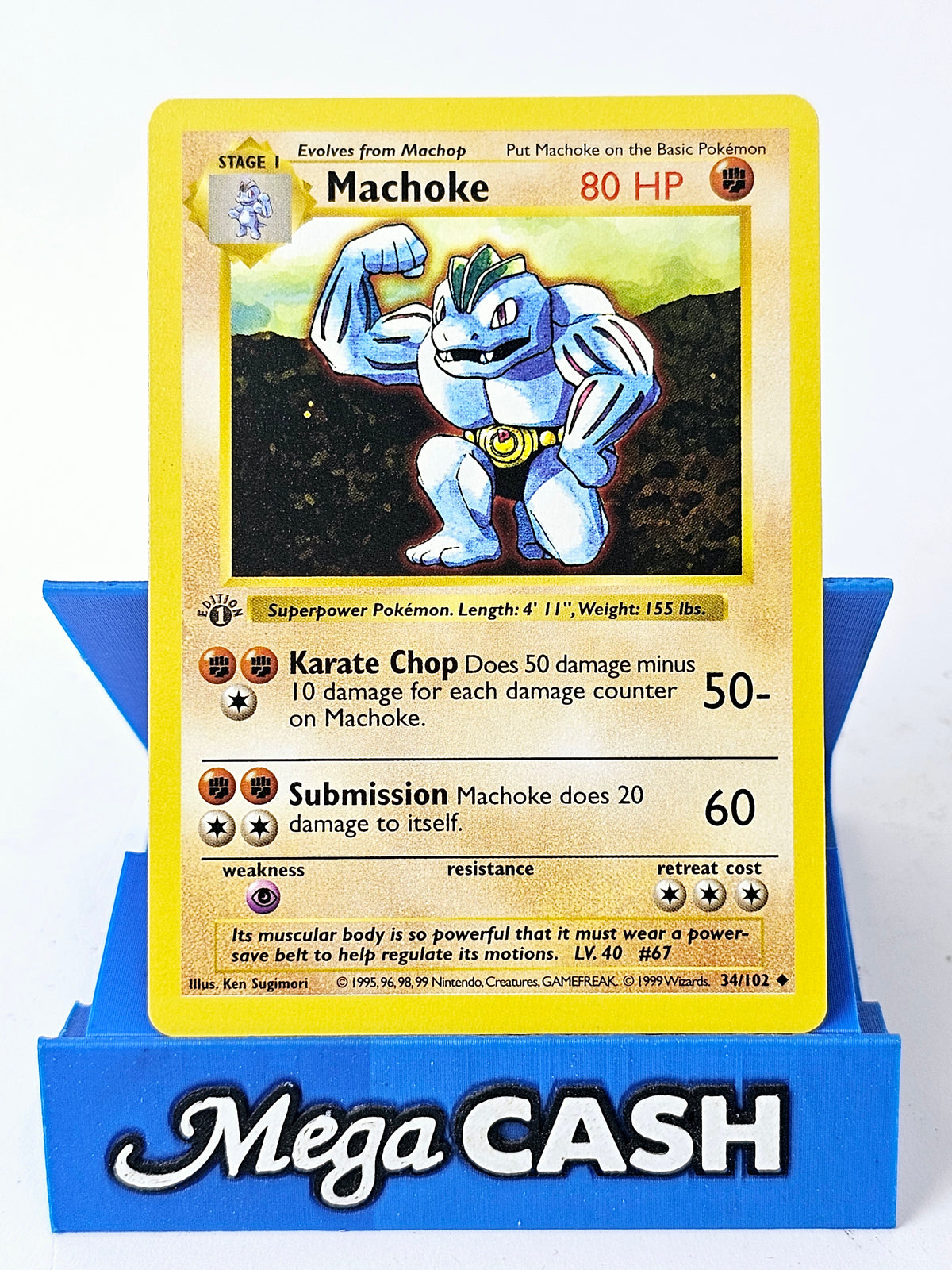 Machoke 34/102 First 1st Edition Shadowless Base Set 1999 NM