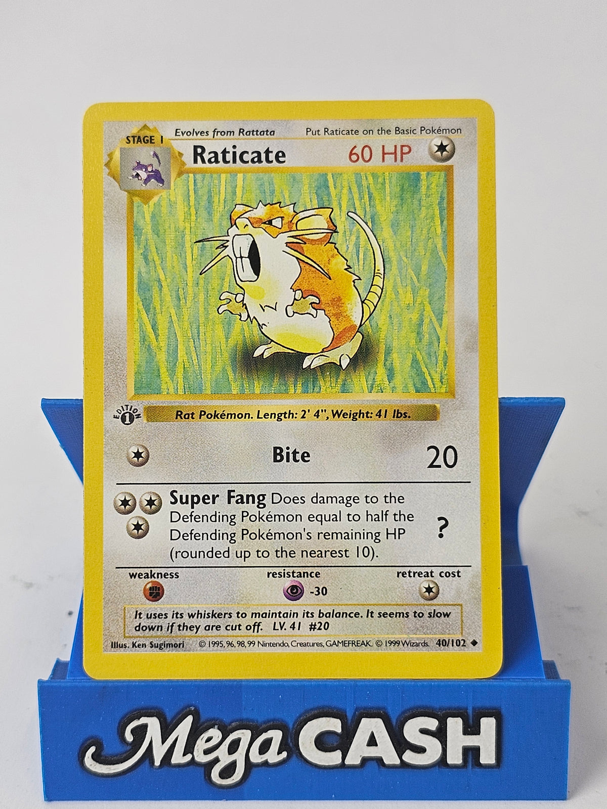 Raticate 40/102 First 1st Edition Shadowless Base Set 1999 NM