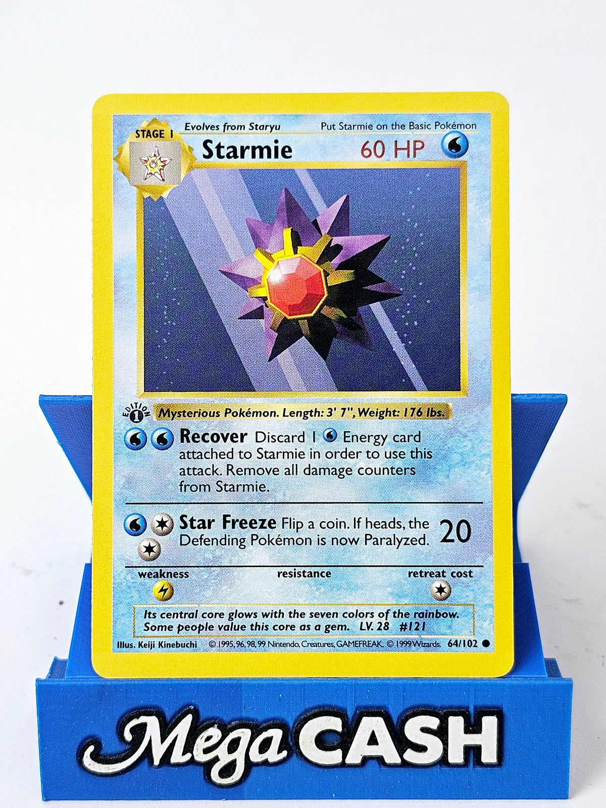 Starmie 64/102 First 1st Edition Shadowless Base Set 1999 NM