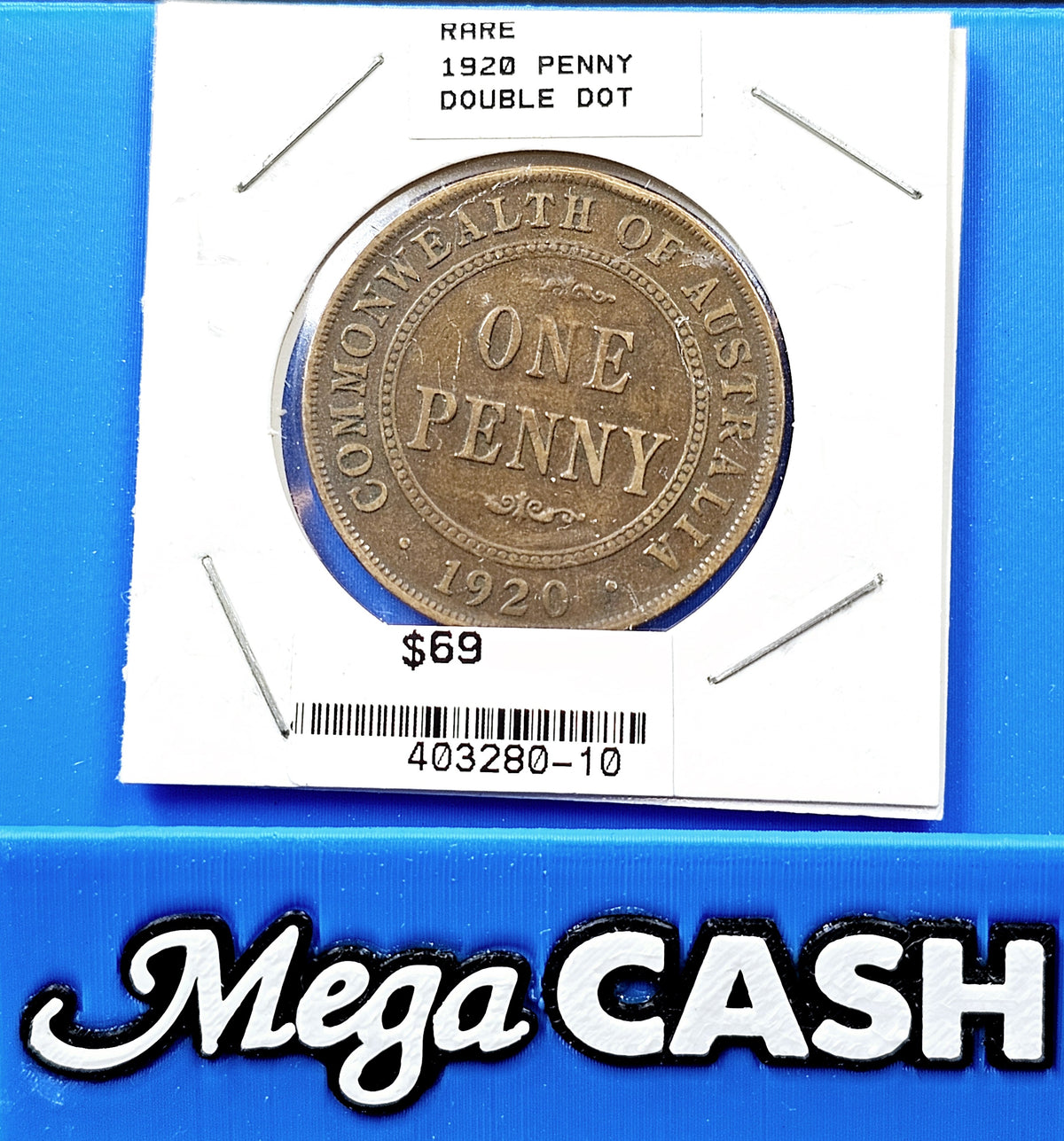 RARE Australia 1920 Double Dot One Penny