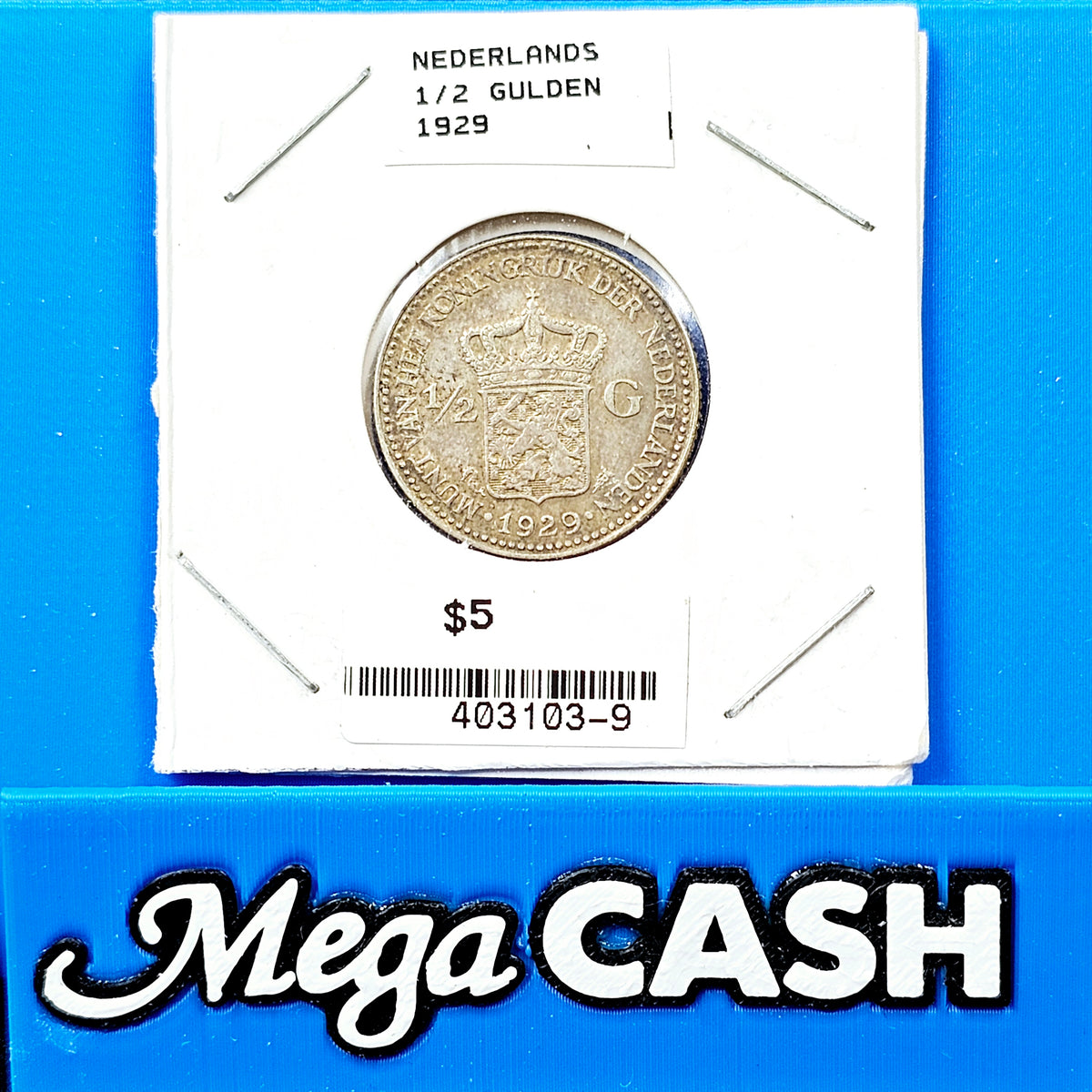 Nederland 1929 1/2 Gulden Coin