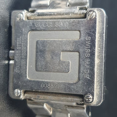 LADIES - GUCCI WATCH - 3600 - Black Dial Stainless Steel G Bezel Square