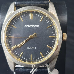 MENS - ADVANCE ANALOGUE WATCH - DILOY SUPERIOR BLACK LEATHER BAND