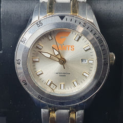 LADIES - AFL-Giants - ANALOGUE WATCH - GWS SILVER METAL BAND - IN BOX
