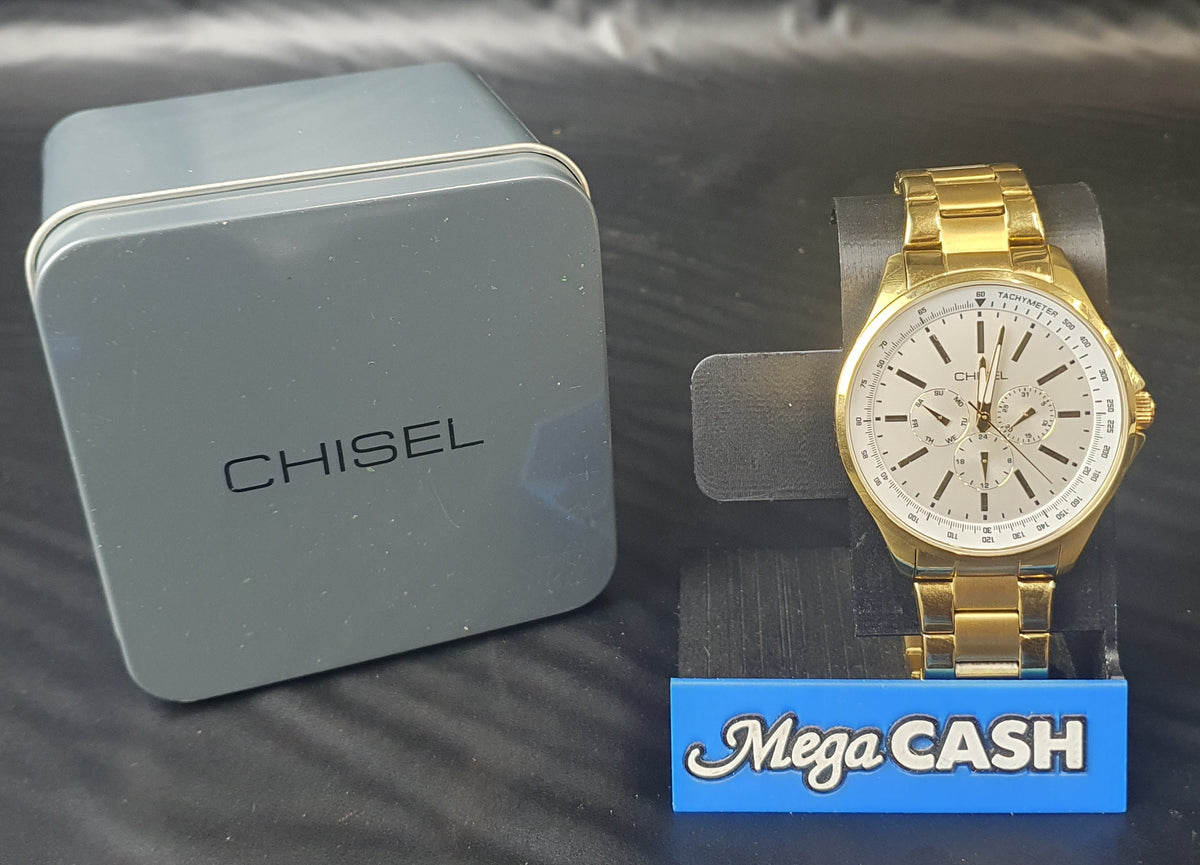 MENS - CHISEL - ANALOGUE WATCH - 5829278 - GOLD STEEL BAND - IN OWN BOX