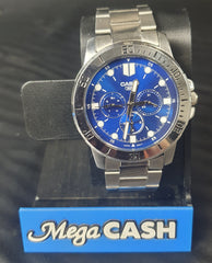 MENS - CASIO - ANALOGUE WATCH - MTP-VD300 - SILVER METAL BAND