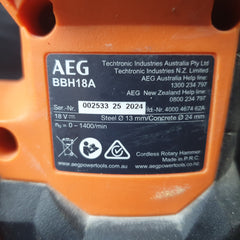 AEG - ROTARY HAMMER DRILL - BBH18A & 5AH BATTERY