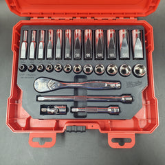 MILWAUKEE - 1/4" Drive 28pc Ratchet & Socket Set - Metric - 48-22-9504