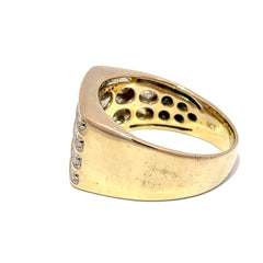 9ct Yellow Gold Four-Row Diamond Signet Ring
