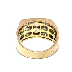 9ct Yellow Gold Four-Row Diamond Signet Ring