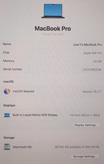 Apple MacBook Pro M4 - 2024 - 24GB/512GB - A3401 - 14"