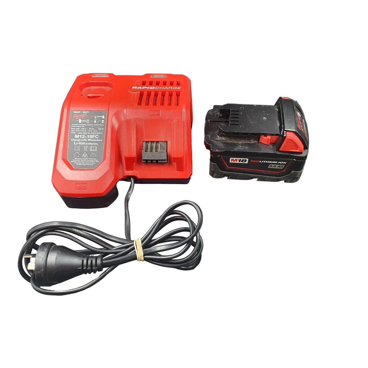 Milwaukee M12-18FC 12V - 18V Multi Voltage Rapid Battery Charger + 3.0Ah Battery