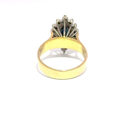 18ct Yellow Gold Sapphire Marquise Halo Ring with Diamonds