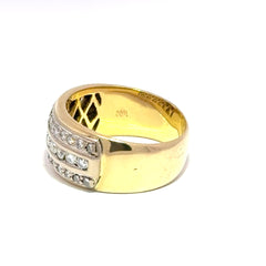 18ct Yellow Gold Three-Row Diamond Band Ring