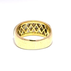 18ct Yellow Gold Three-Row Diamond Band Ring