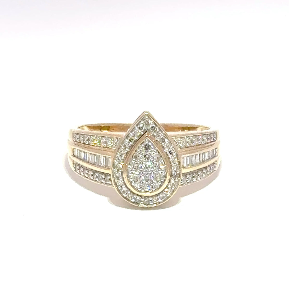 9ct Yellow Gold Pear-Shaped Diamond Cluster Ring