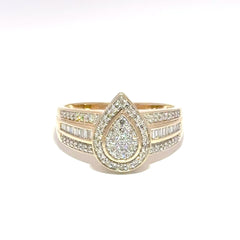 9ct Yellow Gold Pear-Shaped Diamond Cluster Ring