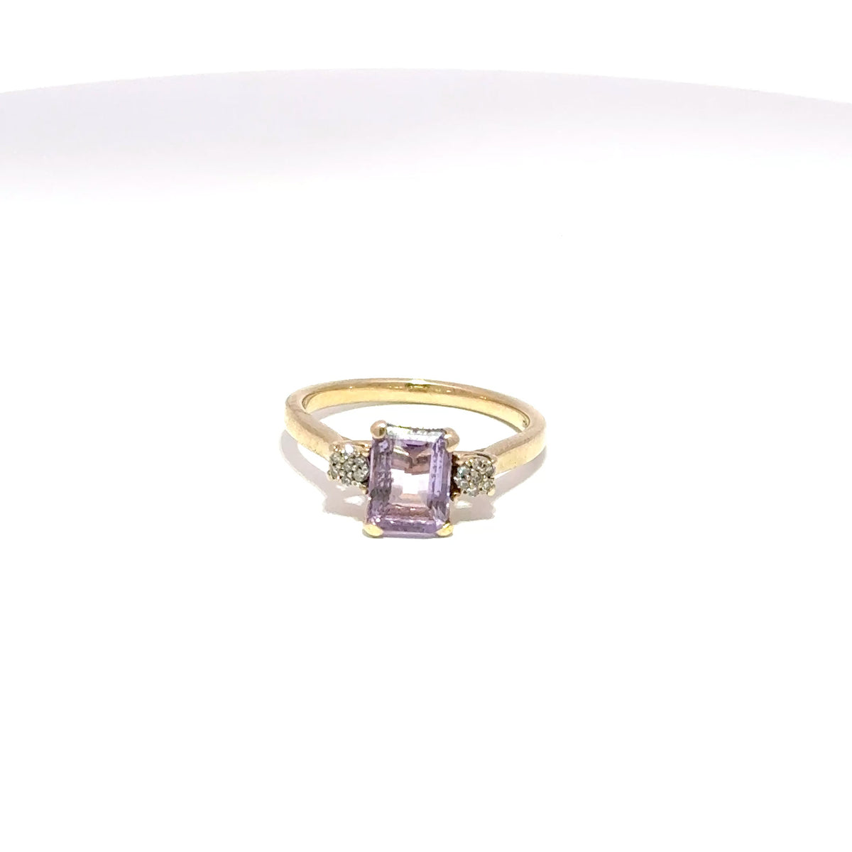 10ct Yellow Gold Emerald-Cut Purple Multistone Ring