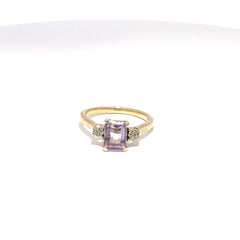 10ct Yellow Gold Emerald-Cut Purple Multistone Ring