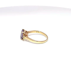 10ct Yellow Gold Emerald-Cut Purple Multistone Ring