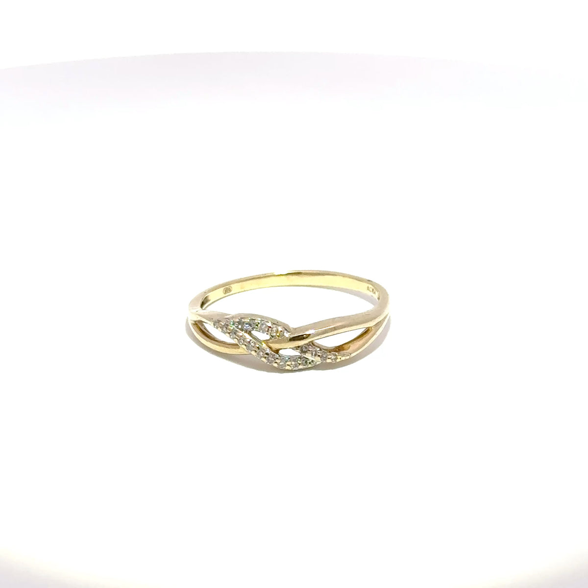 9ct Yellow Gold Twisted Crossover Diamond Ring