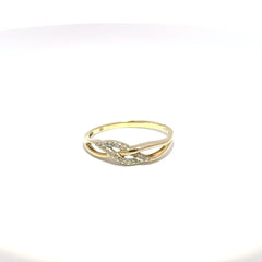9ct Yellow Gold Twisted Crossover Diamond Ring
