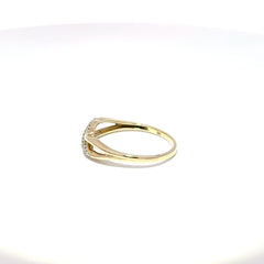 9ct Yellow Gold Twisted Crossover Diamond Ring