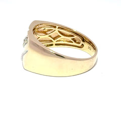 9ct Yellow Gold Diagonal Diamond Signet Ring
