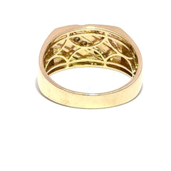 9ct Yellow Gold Diagonal Diamond Signet Ring