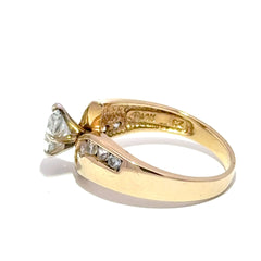 14ct Yellow Gold Marquise Cubic Zirconia Bypass Multistone Ring