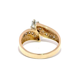 14ct Yellow Gold Marquise Cubic Zirconia Bypass Multistone Ring
