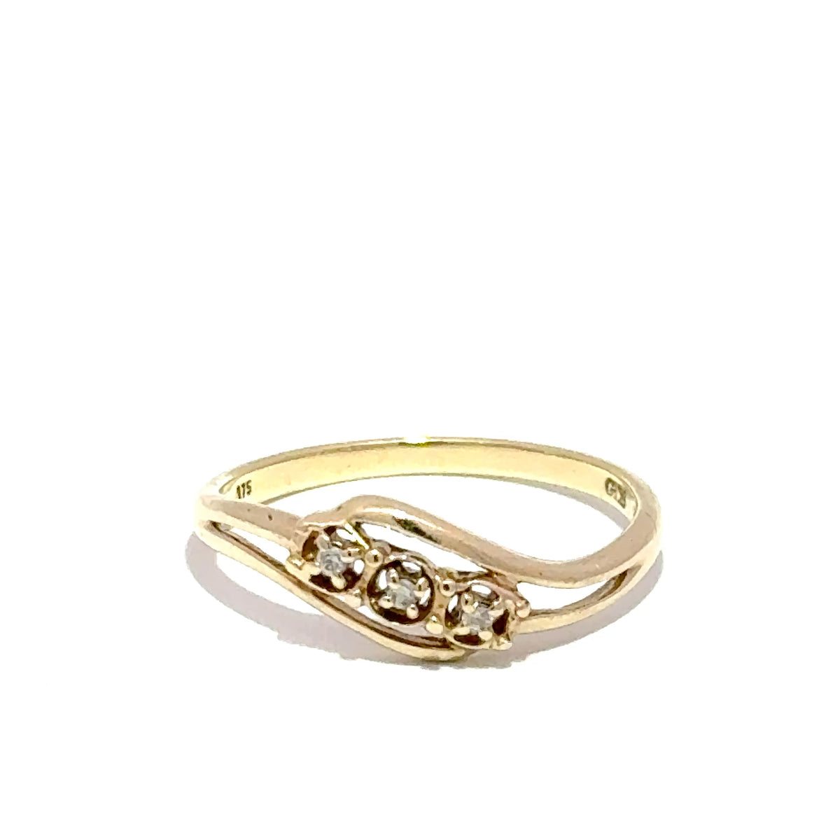 9ct Yellow Gold Three-Stone Diamond Bypass Ring