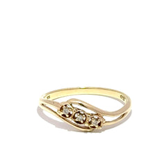 9ct Yellow Gold Three-Stone Diamond Bypass Ring
