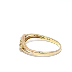 9ct Yellow Gold Three-Stone Diamond Bypass Ring