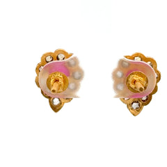 22ct Yellow Gold Pear-Shaped Ruby and Diamond Cluster Stud Earrings