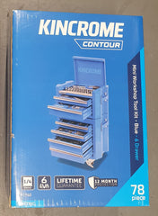 KINCROME - 10" 6 Drawer Contour Mini Workshop Tool Kit Blue - 78 Piece - K1940