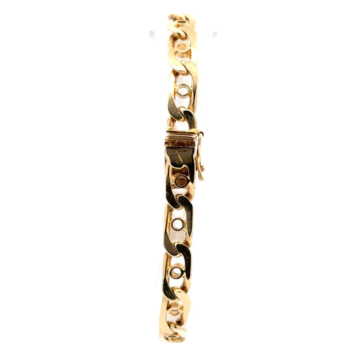 14ct Yellow Gold Alternating Pierced Link Chain Bracelet