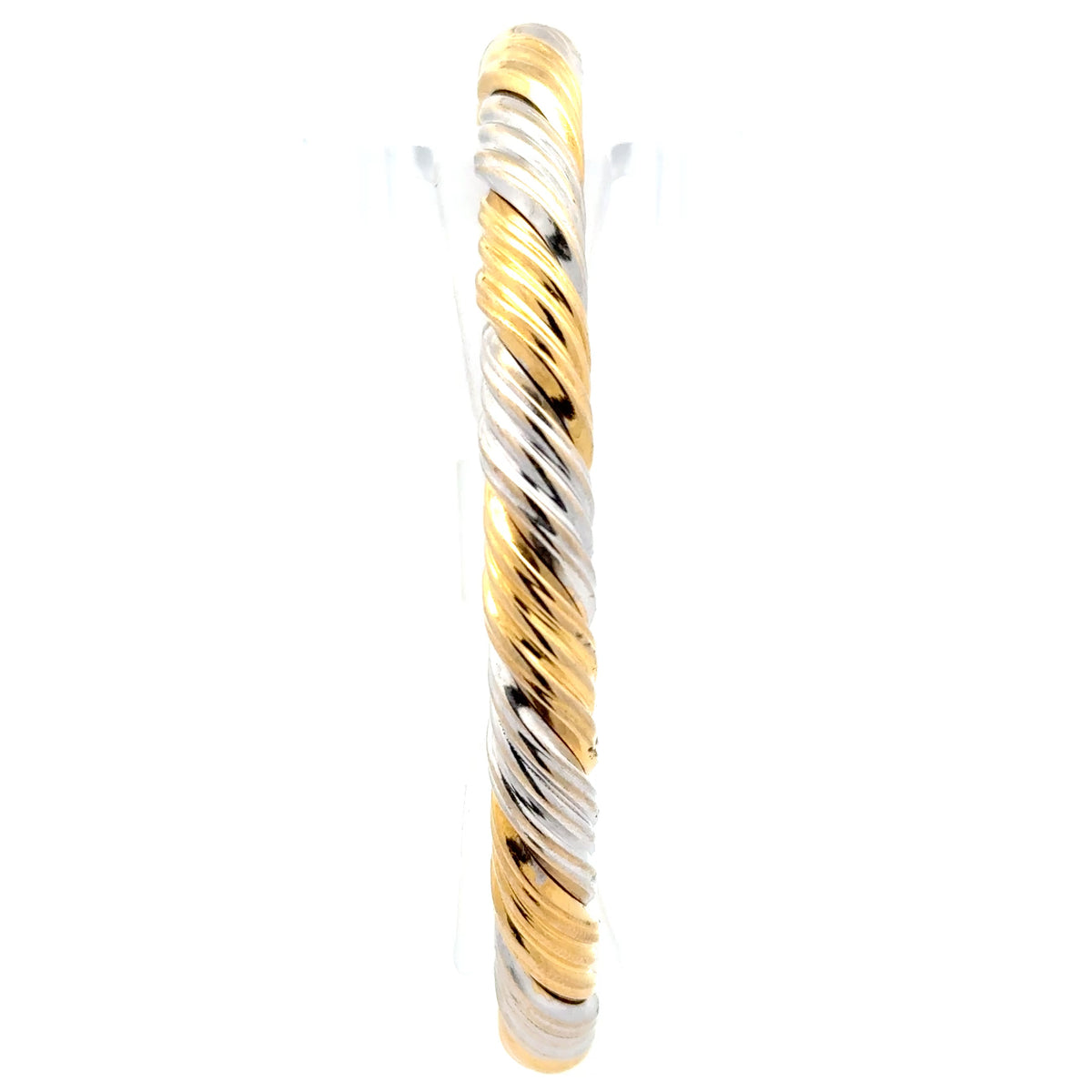 18ct Twisted Two-Tone Yellow Gold Bangle Bracelet