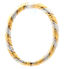 18ct Twisted Two-Tone Yellow Gold Bangle Bracelet