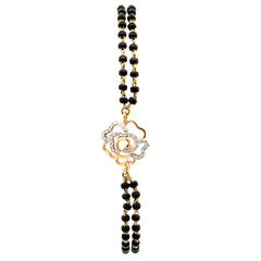 18ct Yellow Gold Black Beaded Floral Bracelet