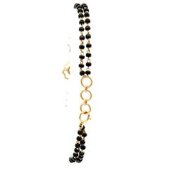 18ct Yellow Gold Black Beaded Floral Bracelet