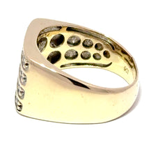 9ct Yellow Gold Multi-Row Diamond Signet Ring