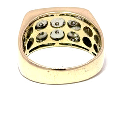 9ct Yellow Gold Multi-Row Diamond Signet Ring