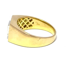 18ct Yellow Gold Geometric Diamond Cluster Signet Ring