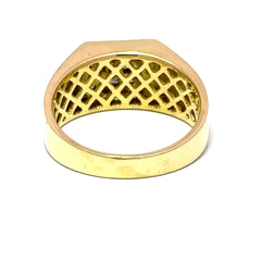 18ct Yellow Gold Geometric Diamond Cluster Signet Ring