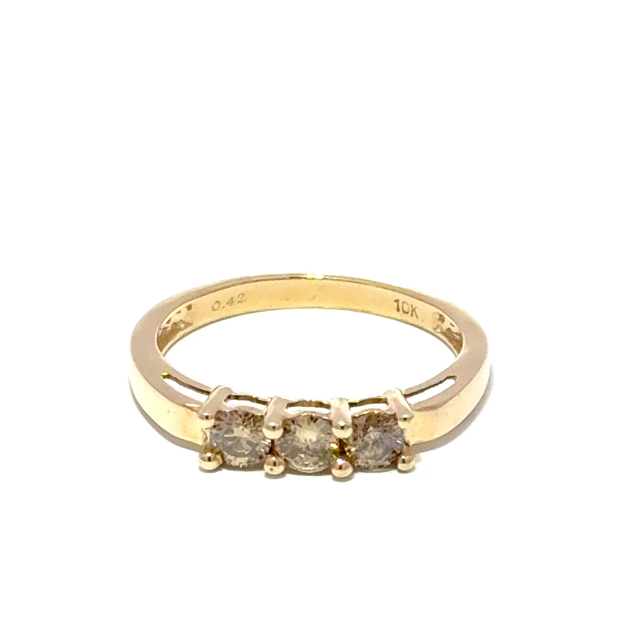 10ct Champagne Diamond Three-Stone Ring
