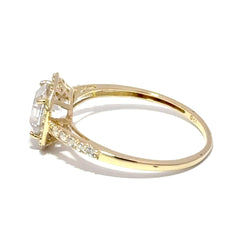 9ct Yellow Gold Cubic Zirconia Halo Engagement Ring